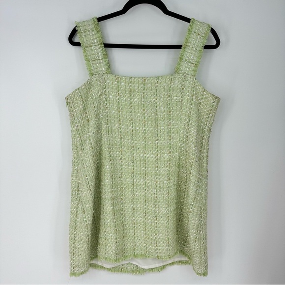 House of Harlow Green Tweed Metallic Old Money Holiday Dress - Picture 1 of 5